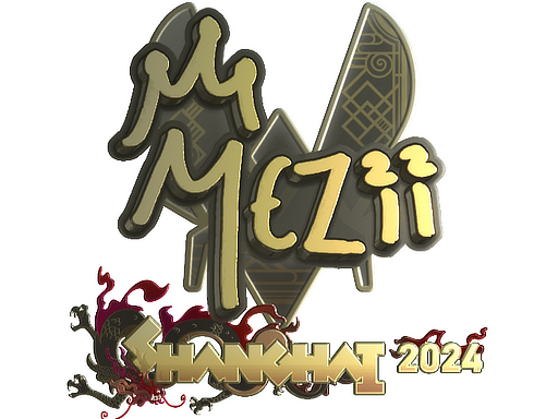 Наклейка | mezii (золотая) | Шанхай-2024